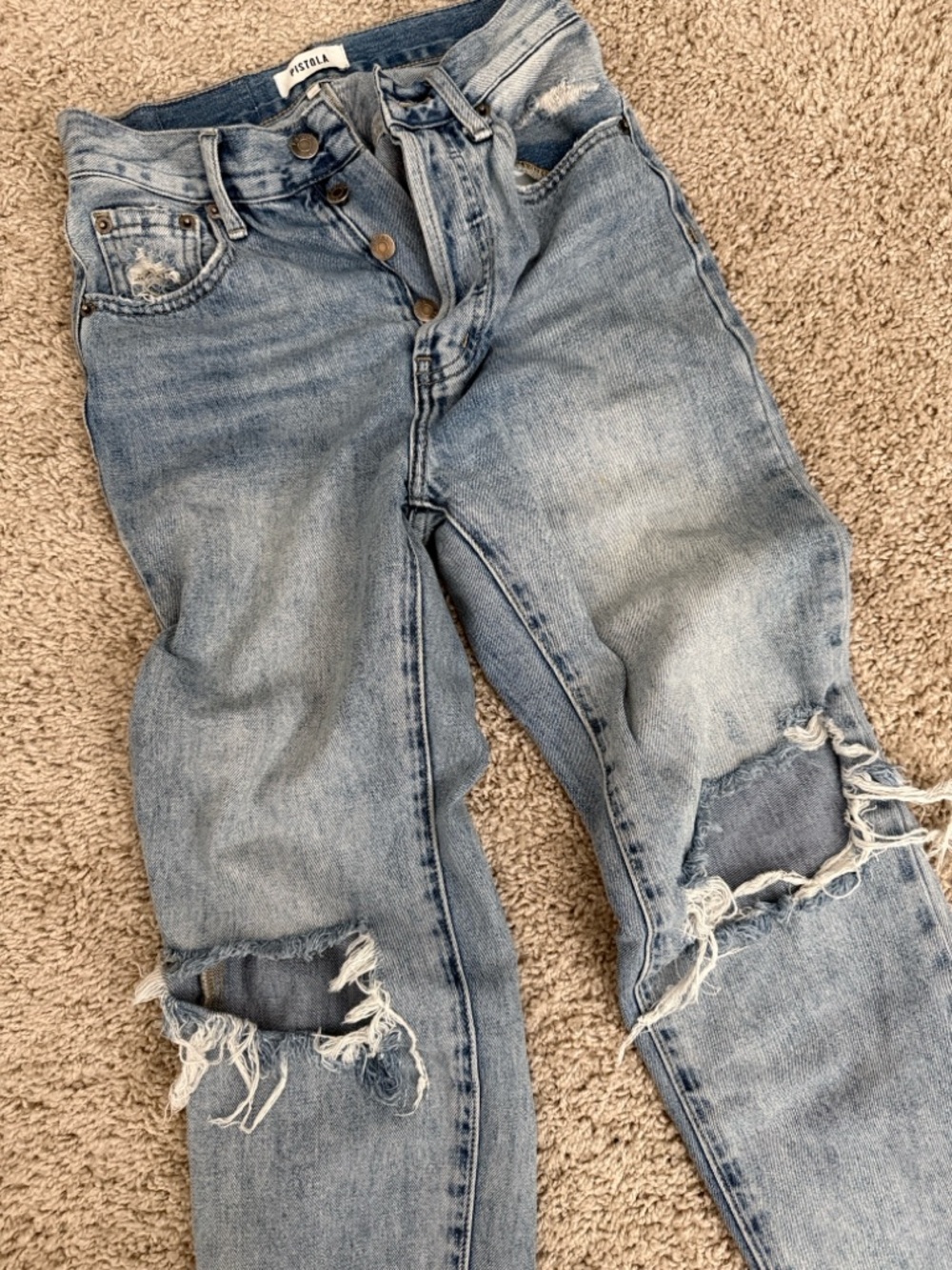 PISTOLA Light Blue Distressed Boyfriend Jeans